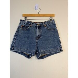 Vintage Bongo High Waisted Denim Shorts Made in USA Dark Stone Blue Size 9 90s